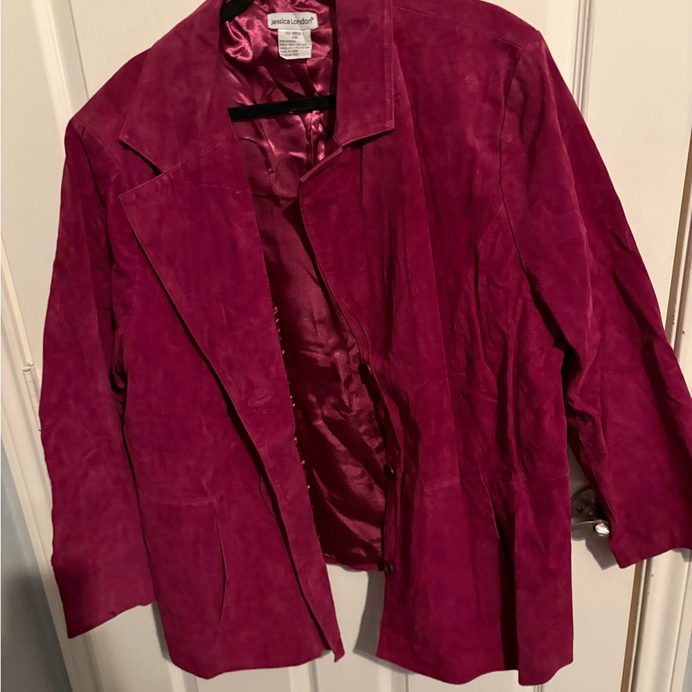 454- Jessica London berry Suede Blazer Jacket